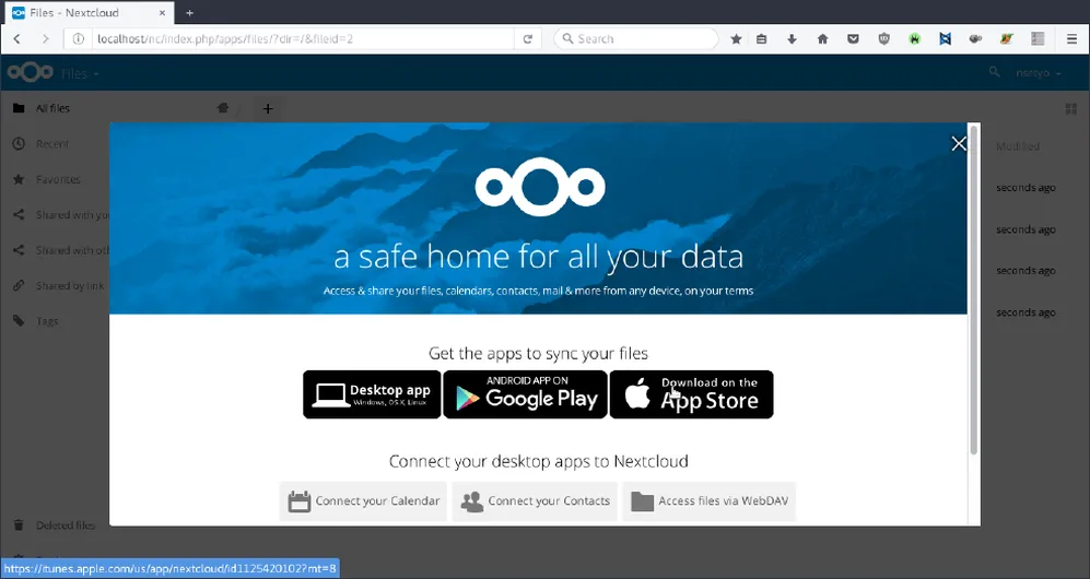 Nexcloud user interface